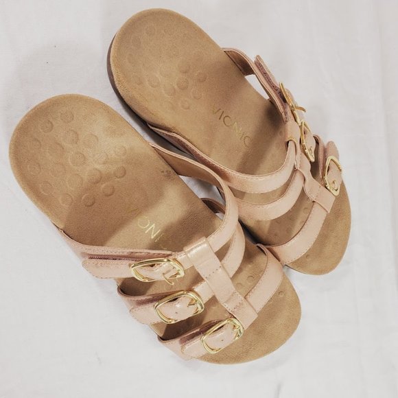Vionic Misa Rose Gold Slides Sandals 9 Wide 9W - Picture 5 of 6